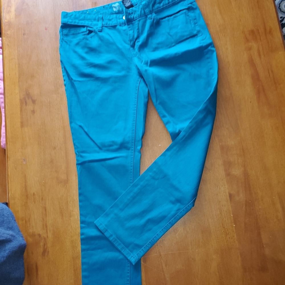 Teal Skinny Denim